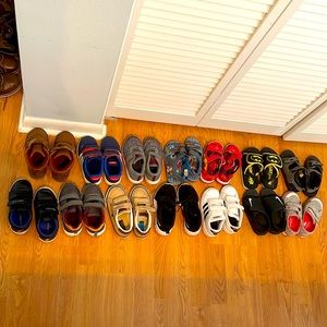 Size 10 kids’ shoes lot (boots, sneakers, sandals) adidas, Nike, see Kai, puma